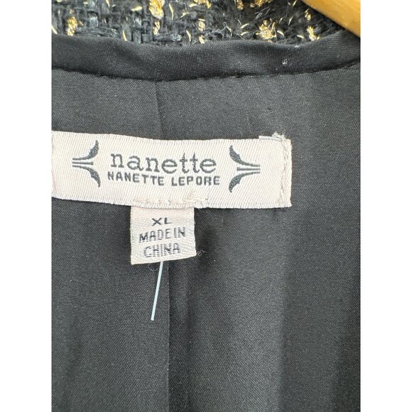 Nanette Lepore size XL Black & Gold Tweed open Blazer jacket new $128 - Picture 3 of 5